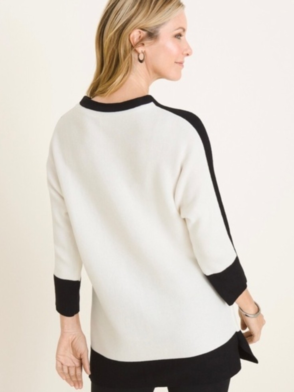 Chico's Zenergy Size Medium NWT Blocked Mockneck Sweater 3/4 Sleeve - Picture 3 of 8